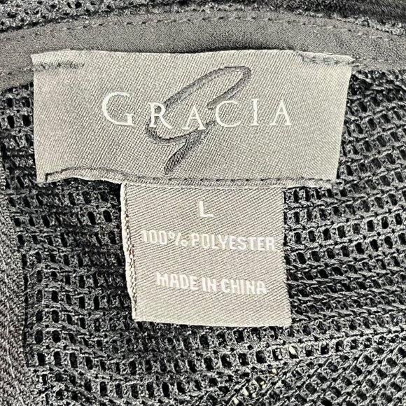 GRACIA Large Black Mesh Bell Shaped Sleeves Top Party - Picture 8 of 9